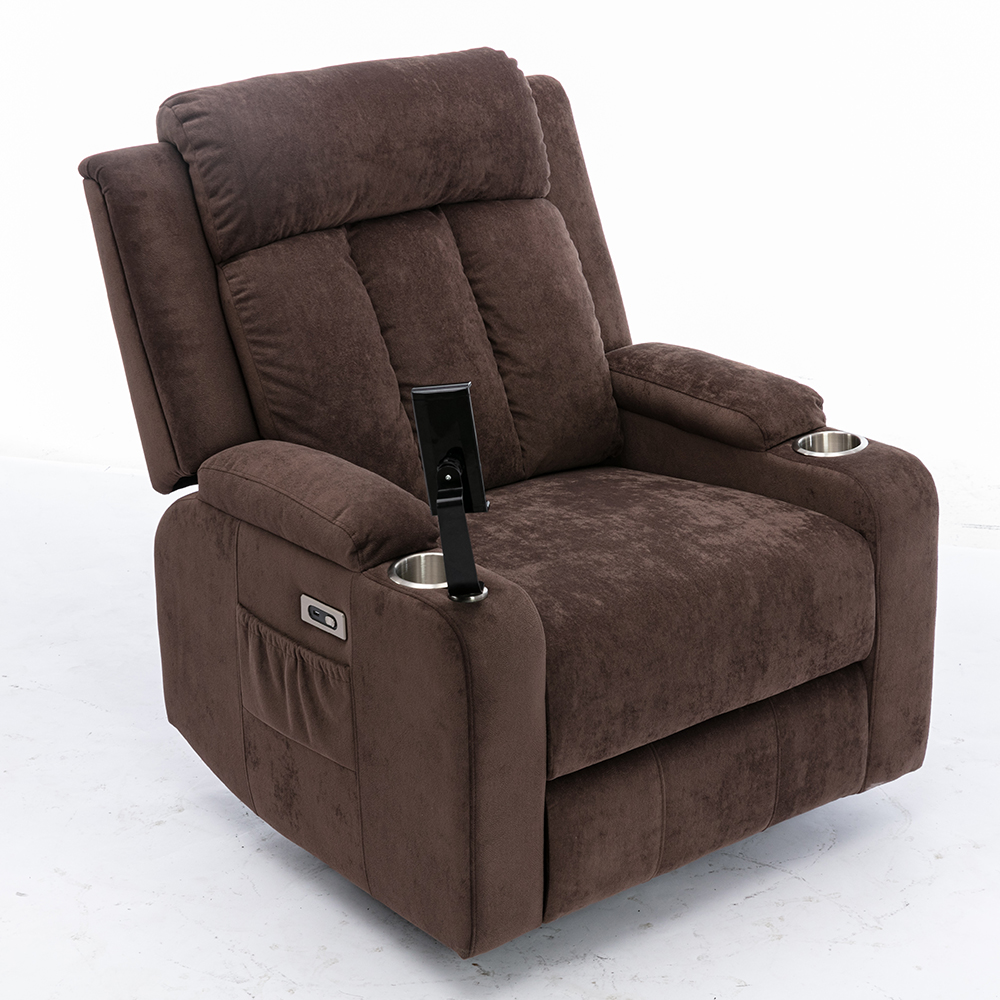 Hot Sale Modern Single Recliner Sofa Chair Manual Fabric Reclining with Cup Holder and Extendable Feature Metal Frame