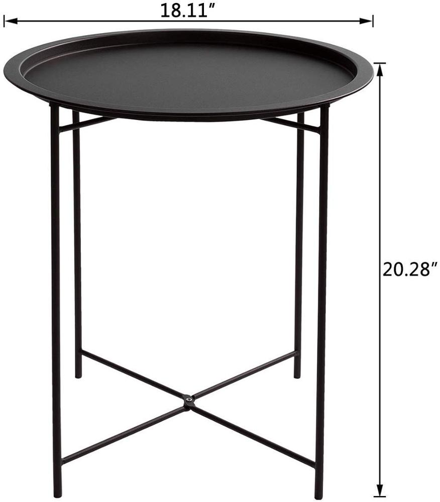 Folding Tray Metal Side Table Small Round End Tables Waterproof Outdoor or Indoor Snack Table