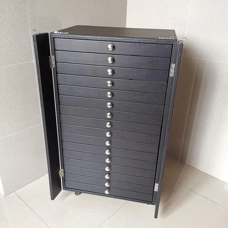 288 Slots Portable Black Storage Suitcase Eyewear Display Exhibition Wheel Trolley with Sunglasses Cabinet