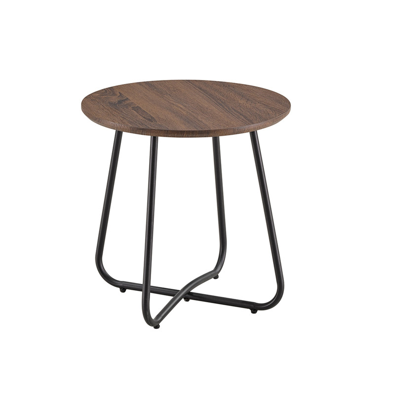 New Design Cheap Contemporary Strong Metal Base 6-Sided Wood Top Unique Small End Table