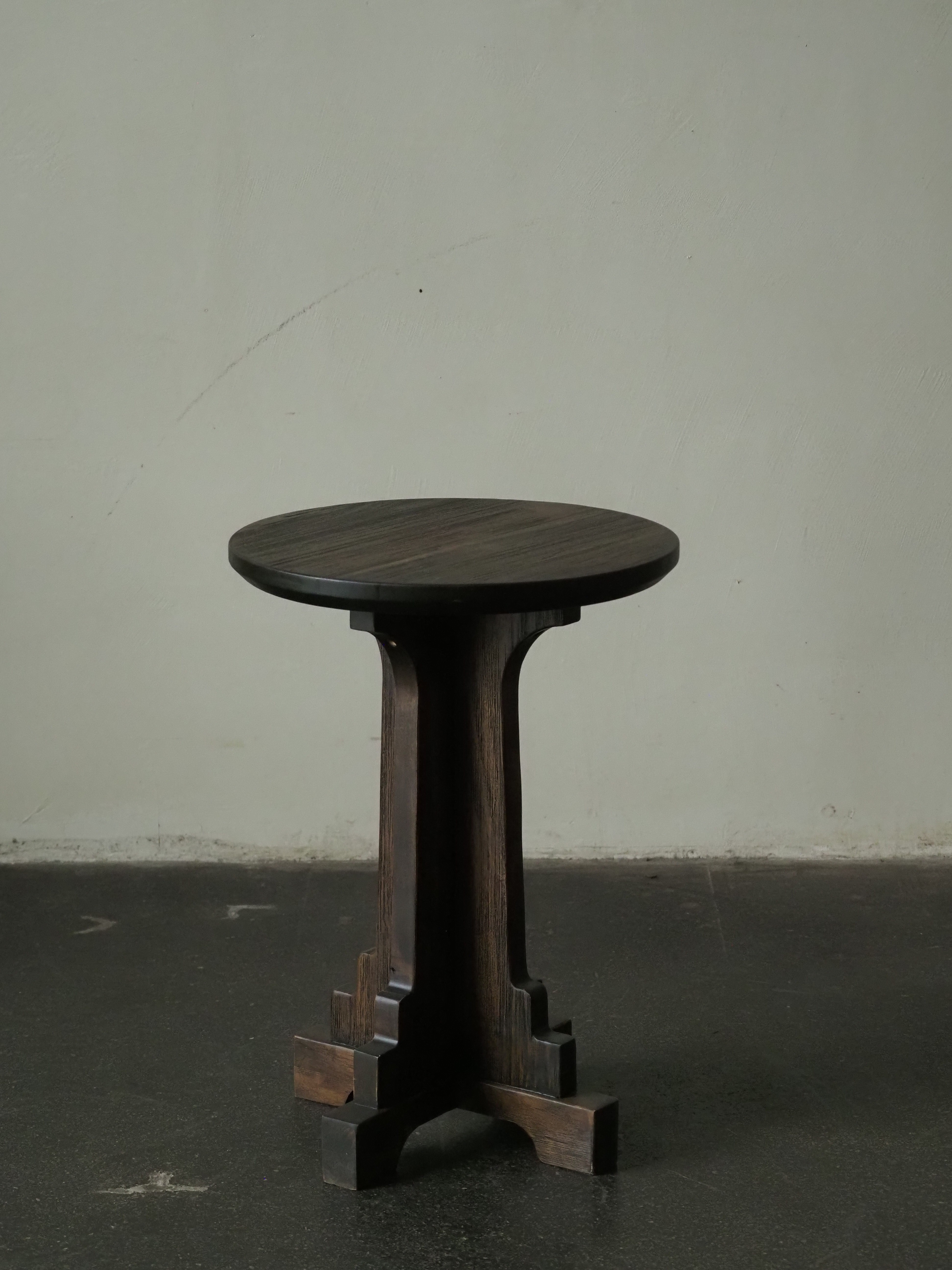 Handcrafted Solid Wood Side Table Accent End Table With Unique Architectural Pedestal Design Wood Living Room Furniture on Sale