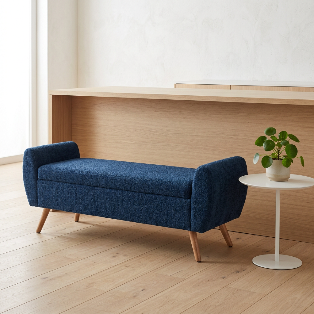 Modern Durable Eco-Friendly Multi-Function Soft Fabric Ottoman Stool Storage Bench for Bedroom Living Room Entry Hotel Use