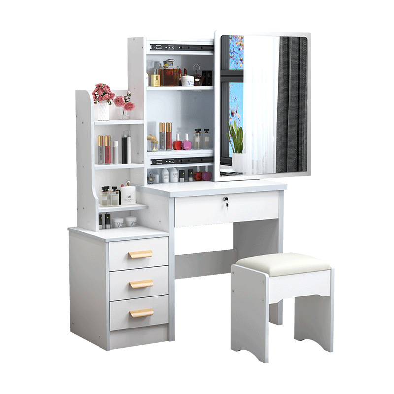 Modern Minimalist Makeup Vanity Compact Bedroom Dressing Table and Mirror Set for Bedrooms and Apartments