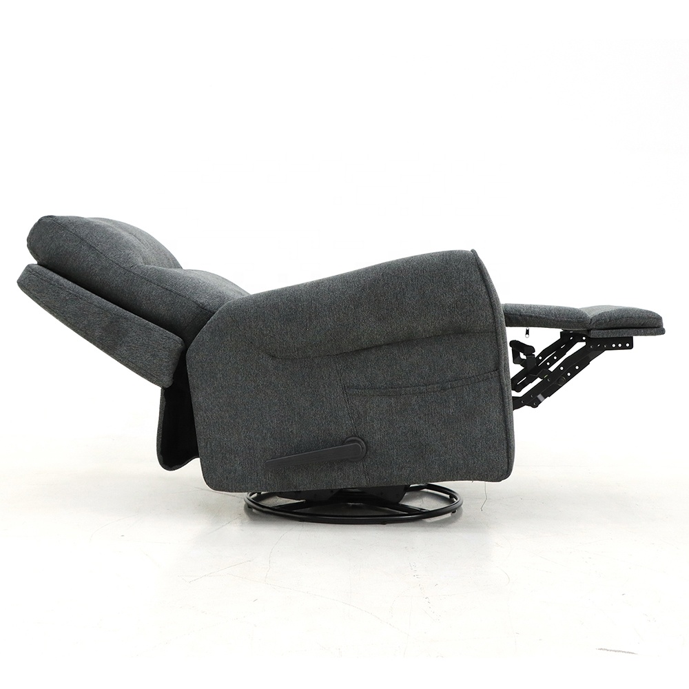 Geeksofa Furniture Modern Fabric Manual Beauty Salon Recliner Chair with Rocking and Swivel for Living Room