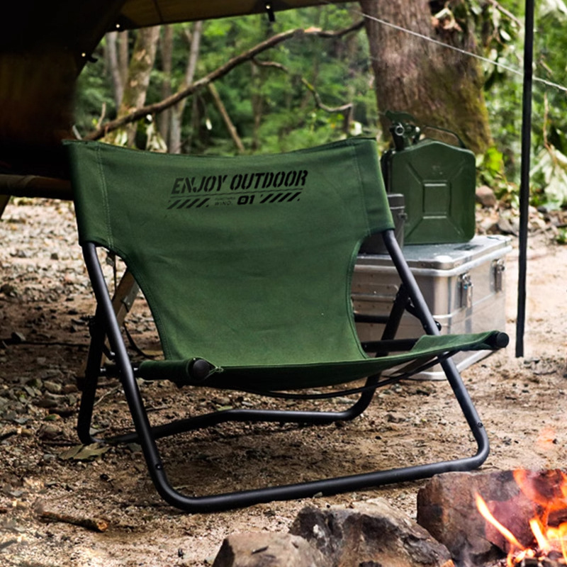 Outdoor foldable bonfire chair portable camping style lounge chair backrest scissor chair