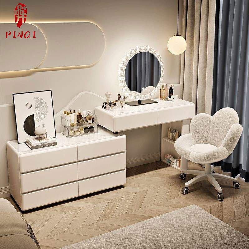 Luxury-Selected Dressing Table Solid Wood Cream Style Cabinet-Integrated 2025 New Style Bedroom Luxury High-End Vanity