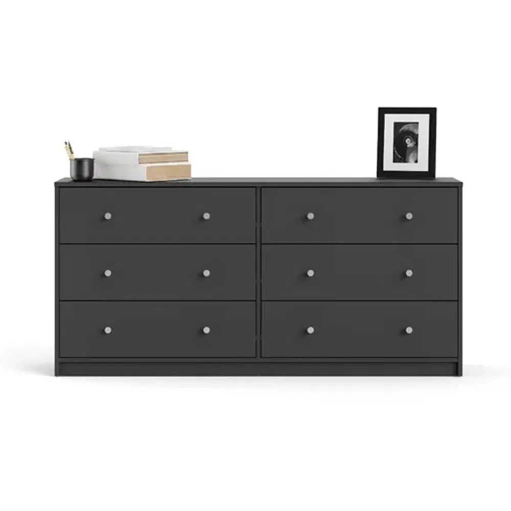 OEM Custom Black Wooden Clothes Furniture 6 Chest of Drawers