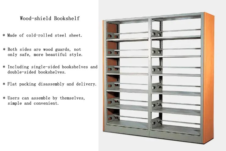 Conventional Book Shelf Library Shelf Steel-Wood Bookshelf