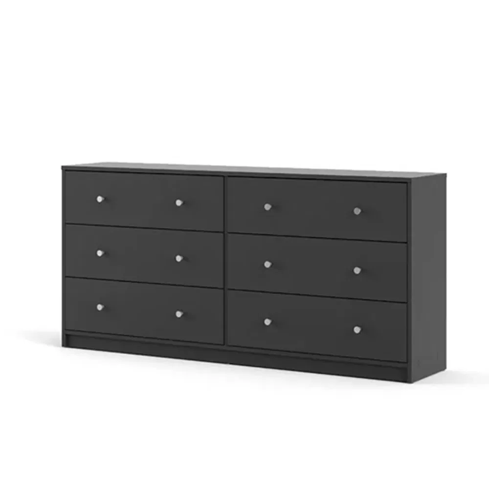 OEM Custom Black Wooden Clothes Furniture 6 Chest of Drawers