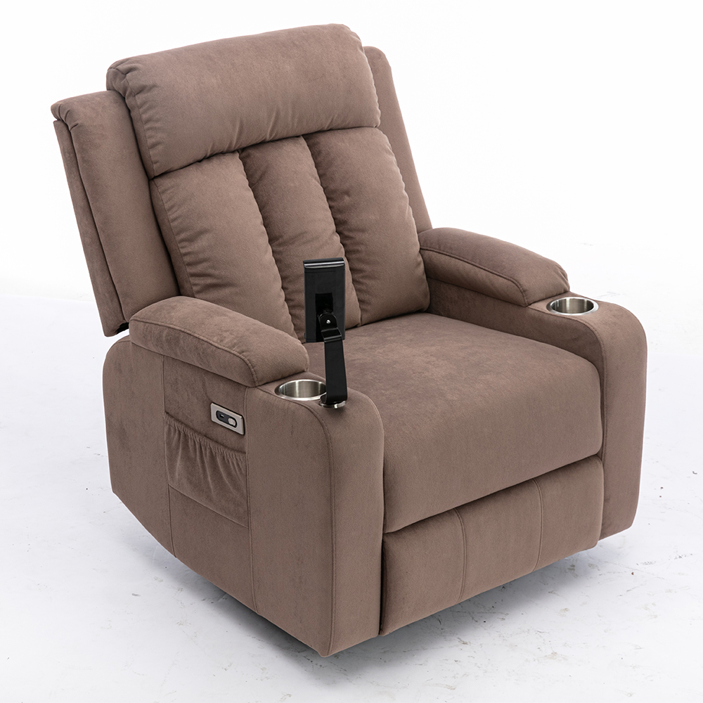 Hot Sale Modern Single Recliner Sofa Chair Manual Fabric Reclining with Cup Holder and Extendable Feature Metal Frame