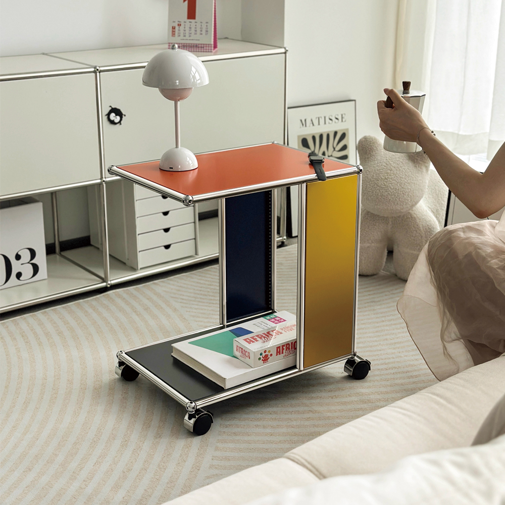 HWUSM Halle Color-Block Side Table, Modular Metal End Table, Custom Two-Tone Design for Living Room &amp; Bedroom