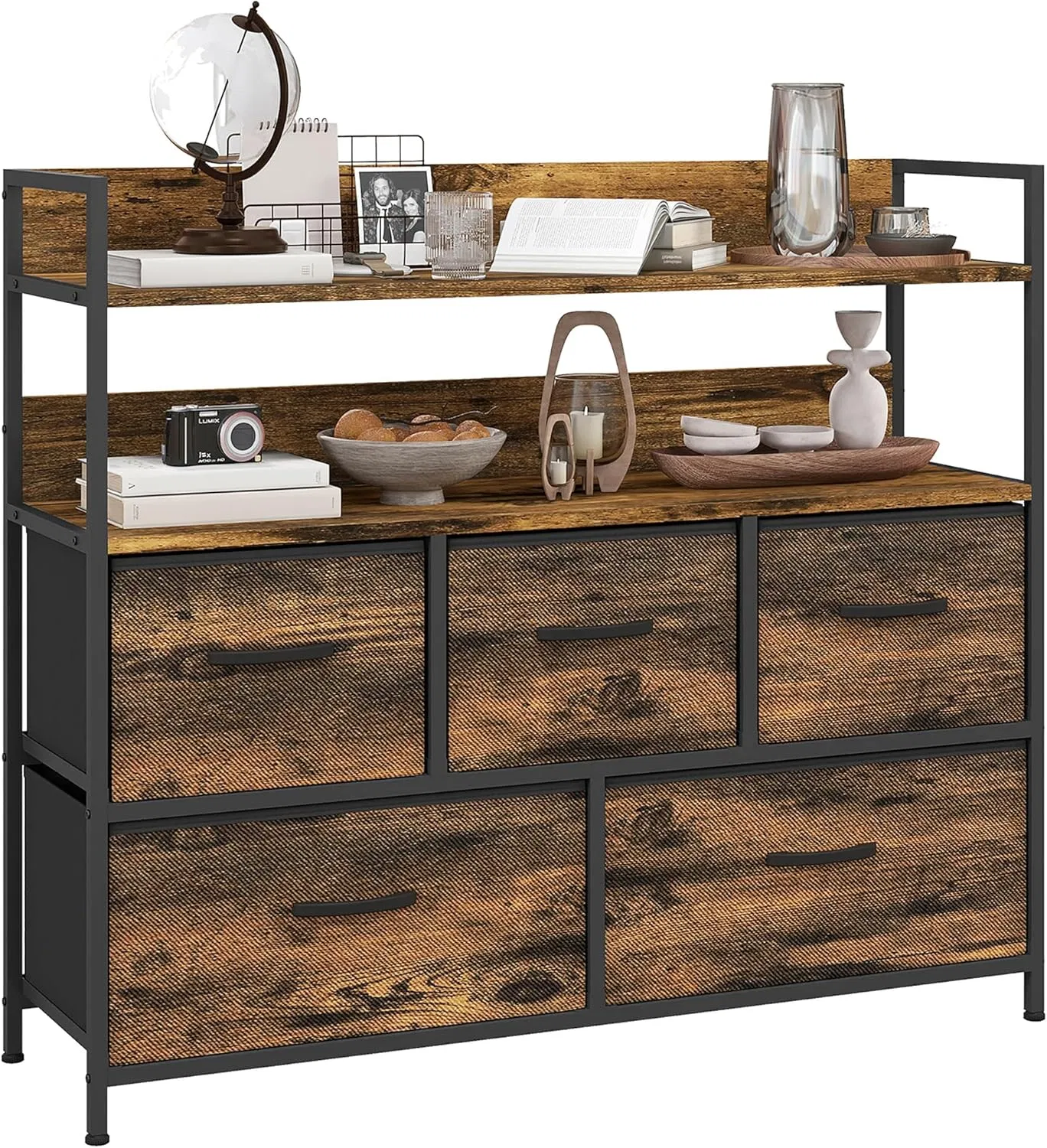 Contemporary Steel Frame Drawer Chest for Stylish Living Room Storage
