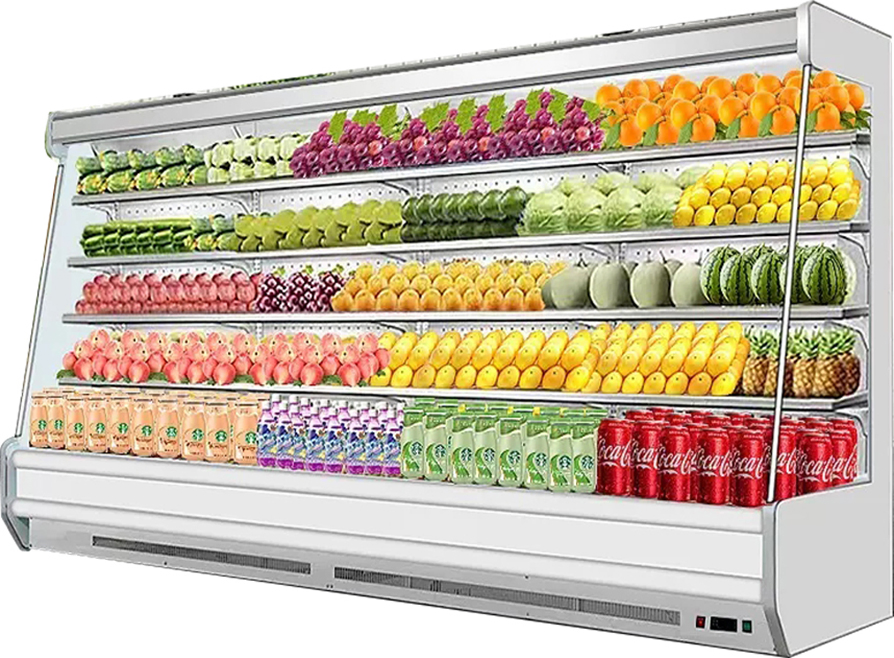 Fruit Storage Refrigerated Display Case Air-Cooled Cabinet Stainless-Steel Vertical Chilled