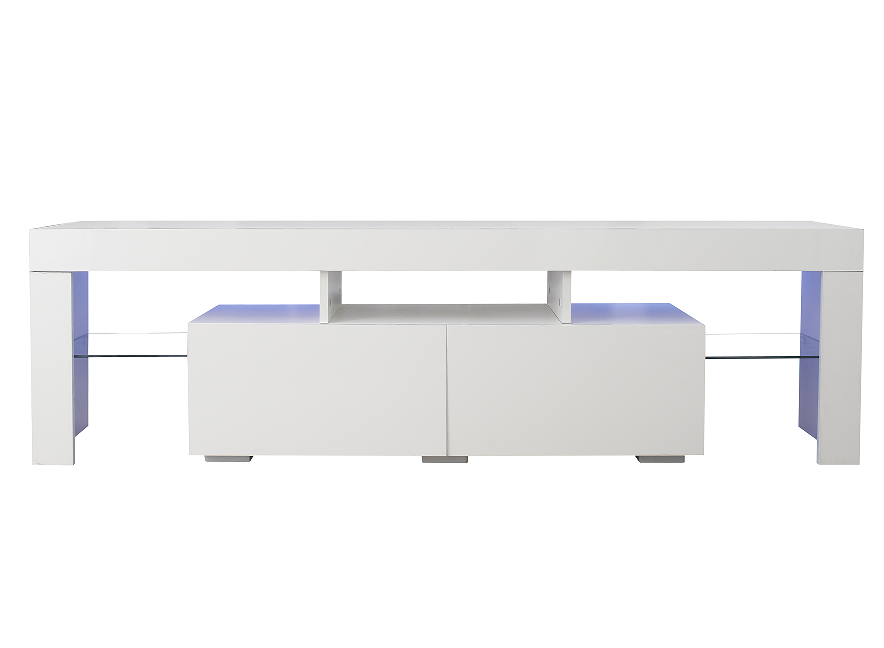 Modern Wood TV Stand with Adjustable Storage Shelves and TV Lift Fits 60-64in TVs for Living Room Hotel or Office