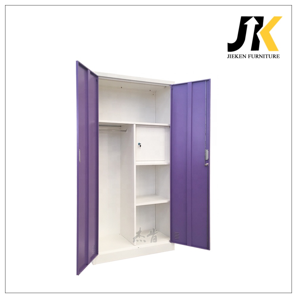 KD Structure 2-Door Steel Shoes Cabinet Clothes Wardrobe Home Metal Storage Cabinet with Locker for Bedroom Furniture