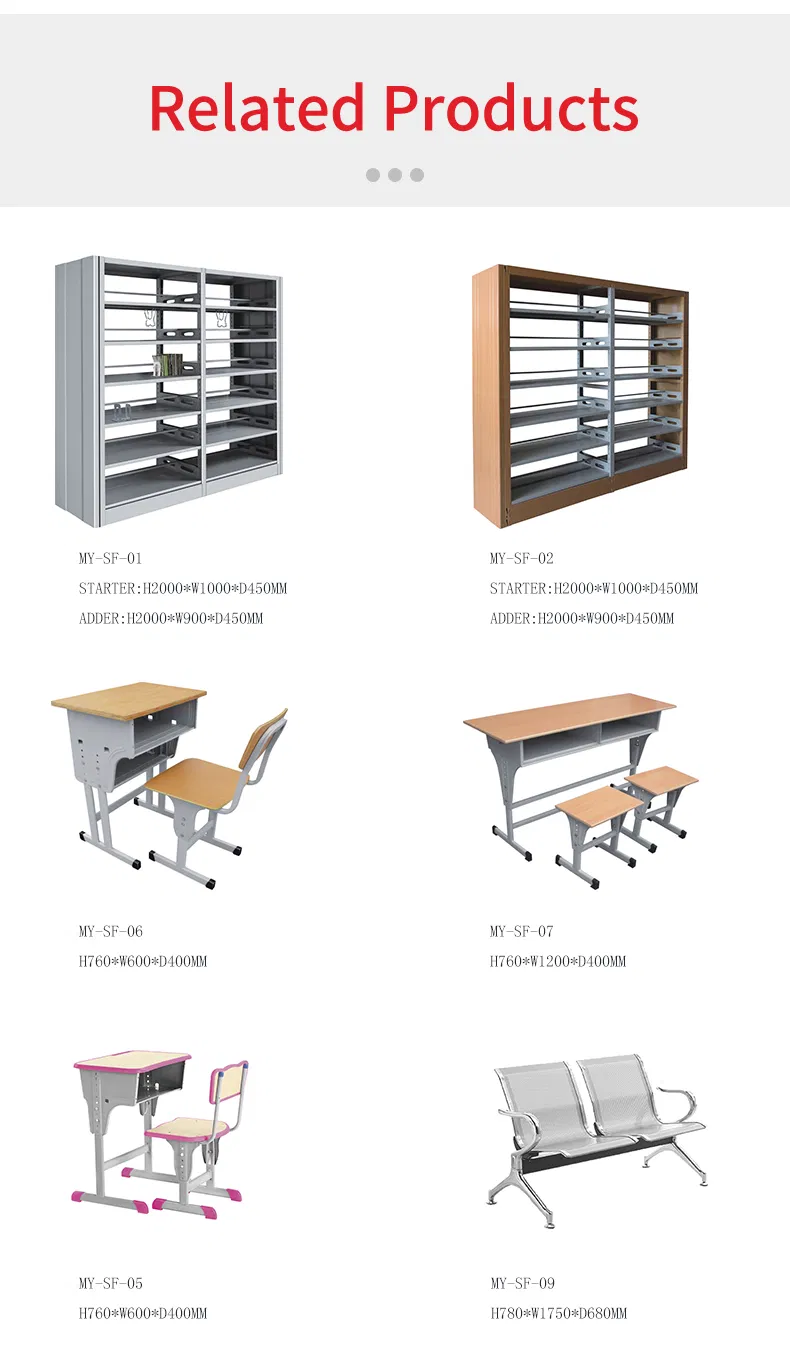 Good Quality School Furniture Metal Double Face Book Shelves Library Metal Bookcase/Bookshelf