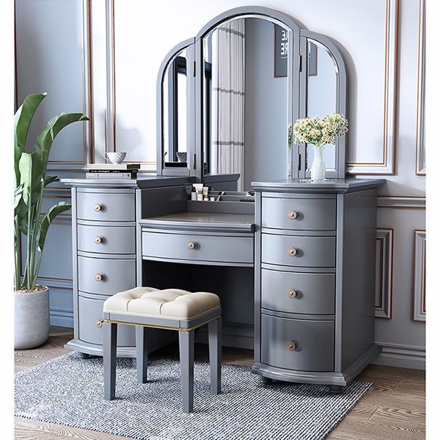High-end Modern Minimalist Solid Wood Bedroom Vanity Table 9 Drawers Integrated Storage Cabinet New Makeup Bedroom Furniture