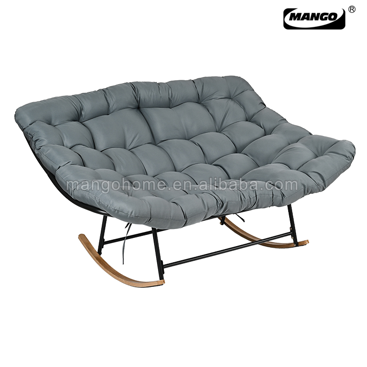 Deluxe Outdoor and Indoor Patio Rocking Rattan Chair with Padded Cushion Oversized Egg Rocking Chair