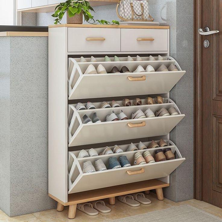 New Design Fashion Hot Sale Modern Style Thin Style Corridor Foyer Storage Rack Indoor Tipping Bucket Shoe Cabinet