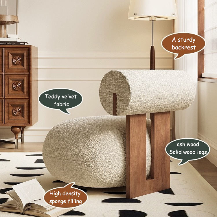 Nordic Design Leisure Living Room Chair Home Furniture Ash Wood Armchair Modern Lounge Accent Velvet Hotel Lobby Sofa Chairs