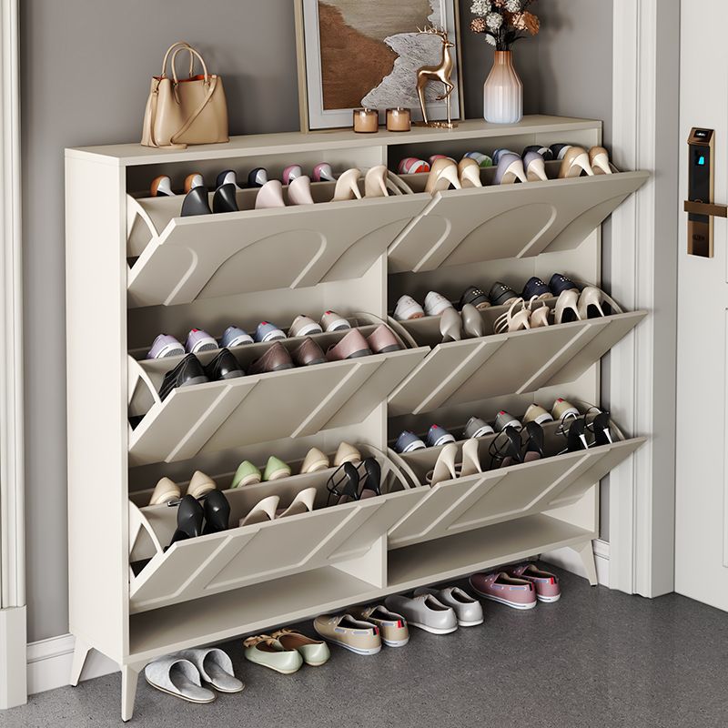 Ultra-Thin Flip-Top Shoe Cabinet Black Door American-Style Entryway Furniture for Narrow Entrance Hallway Exterior Shoe Rack
