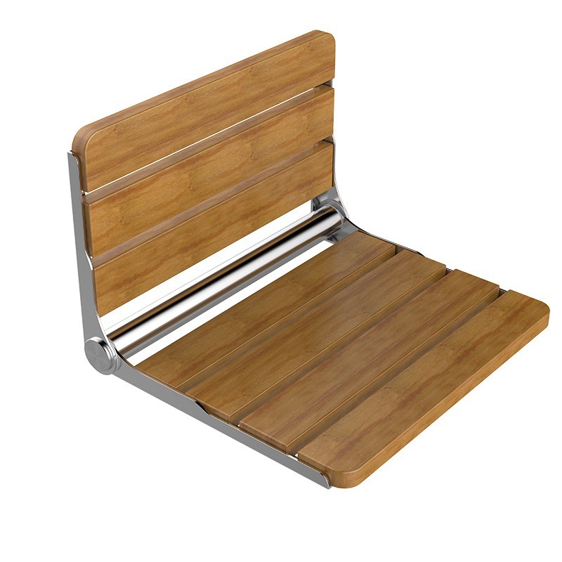 Wall-Mounted Folding Solid Wood Modern Minimalist Shower Stool and Ottoman for Elderly Entryway Bathroom Use Shoe-Changing Bench