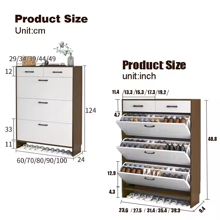 Wooden Luxury Living Room Rotatable Shoe Cabinet Hot Selling Full Height Shoe Rack Storage Cabinet