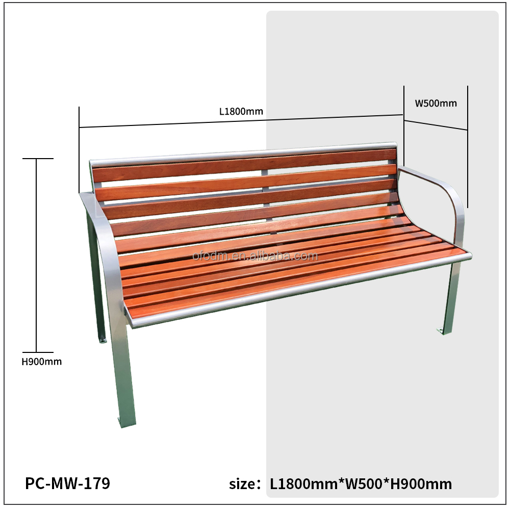 Factory Hot Selling Modern Entry Park Bench 304 Stainless Steel Villa Patio Gym Outdoor Garden Street Furniture Seating