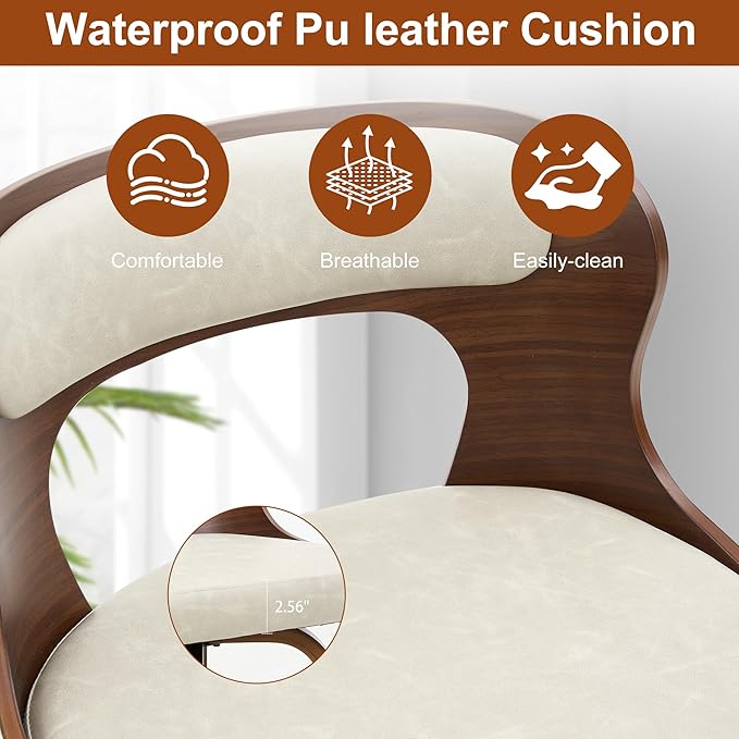 PU Synthetic Leather Modern Eco-Friendly Bar Stools Counter High Chair Swivel Bent Wood Adjustable Dining Kitchen Living Room