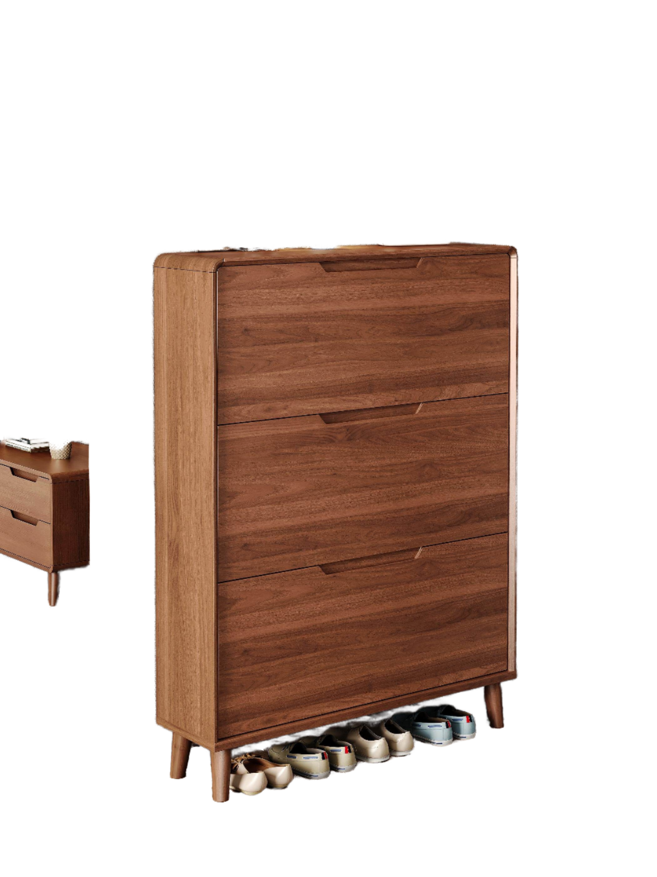 Home Entrance New Chinese Style Ultra-thin Tipping Modern Simple Narrow Solid Wood Frame Wall Mount Shoe Cabinet Home Furniture