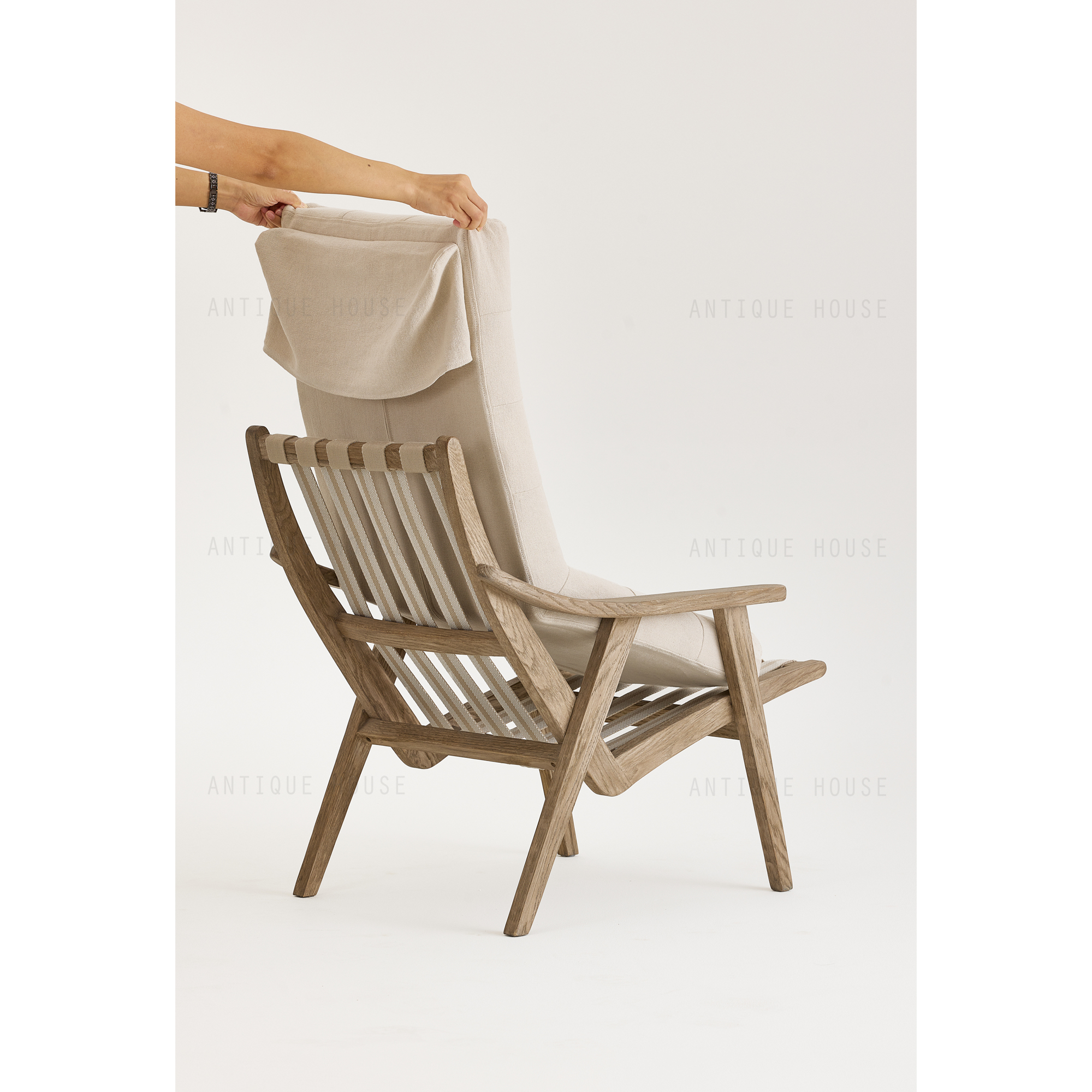Modern Oak Fabric Armchair Sofa Chair Vintage Design Home Furniture for Living Room Dining Bedroom Hotel &amp; Hall Apartment Villa
