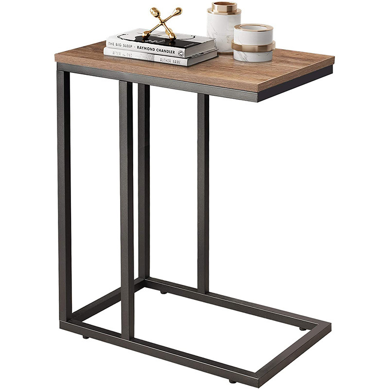 C Shaped End Table Large Desktop Wooden Side Table for Couch Sofa and Bed Living Room Bedroom