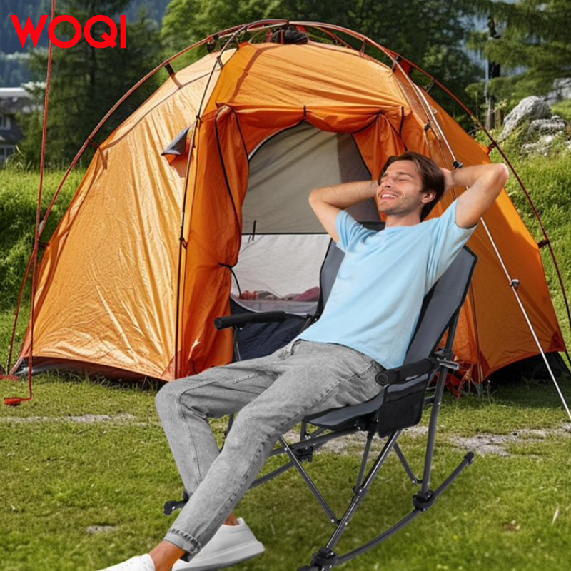 WOQI Deluxe Rocking Seat with Thick Padded Cushioning Sturdy Curved Base Foldable &amp; Portable for Garden &amp; Indoor/Outdoor Use