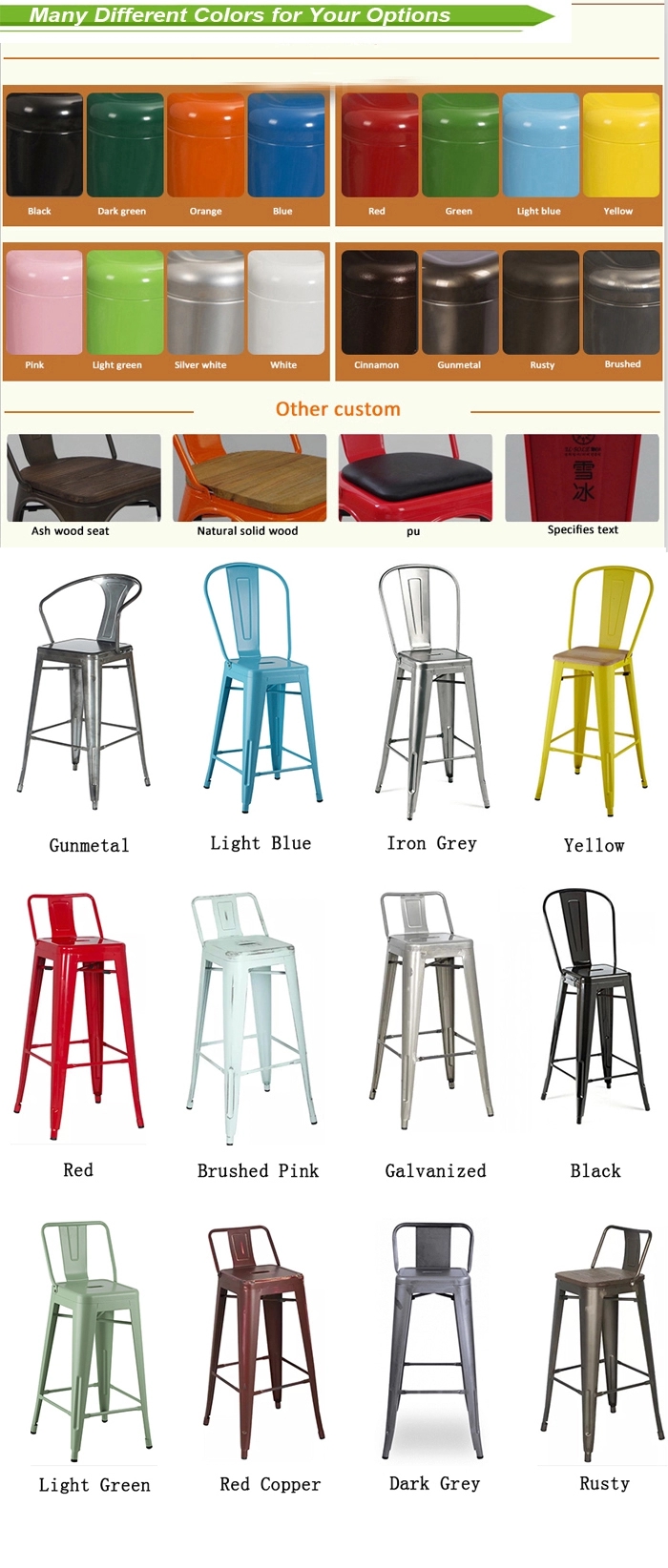 Metal Bar Stool View 1