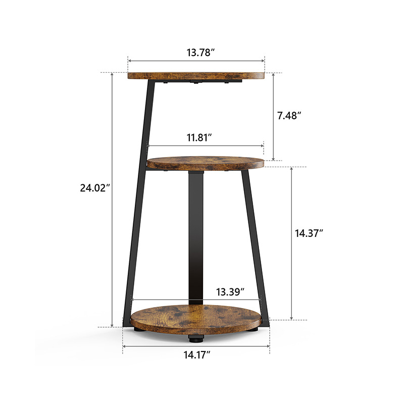 Modern Luxury Three-Layer Coffee Table Elegant Marble Side Tables Elegant End Tables for Small Apartment Home Wooden Panel
