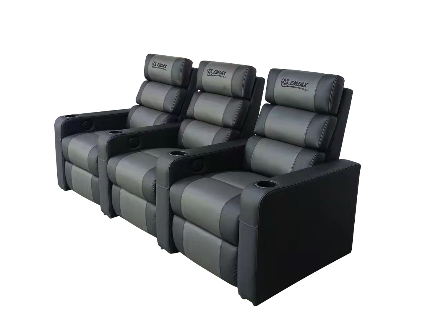 Theater Recliner Black and Grey Style 1