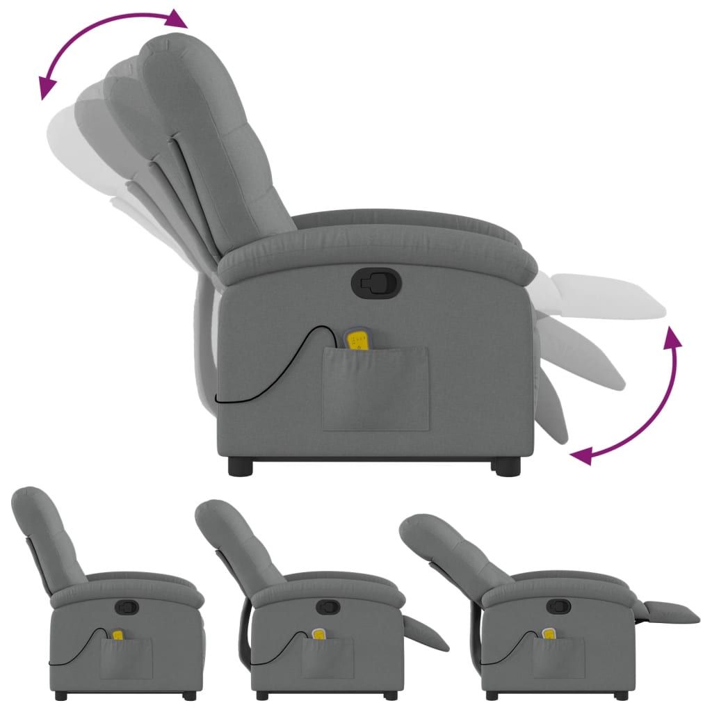 Dark Gray Fabric Stand-Up Massage Recliner Chair