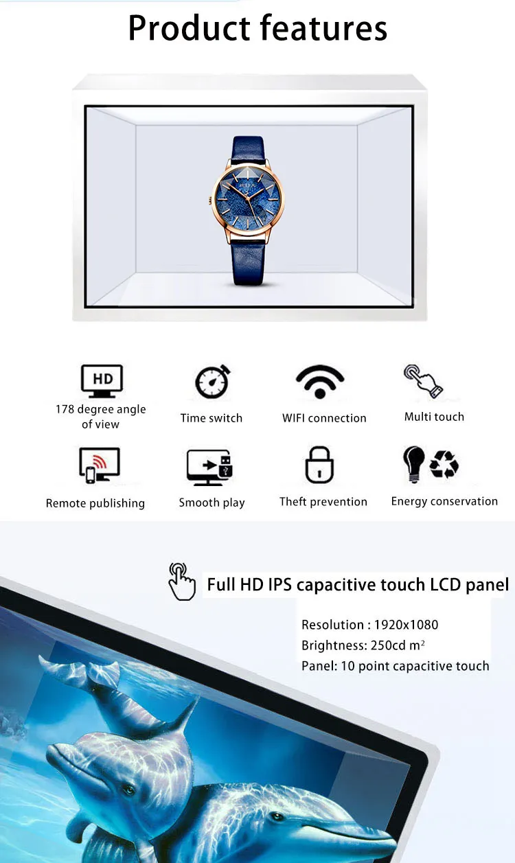 21.5 32 55 86 Inch Indoor 3D Holographic Display Cabinet Interactive Transparent Cabinet LCD Transparent Holobox