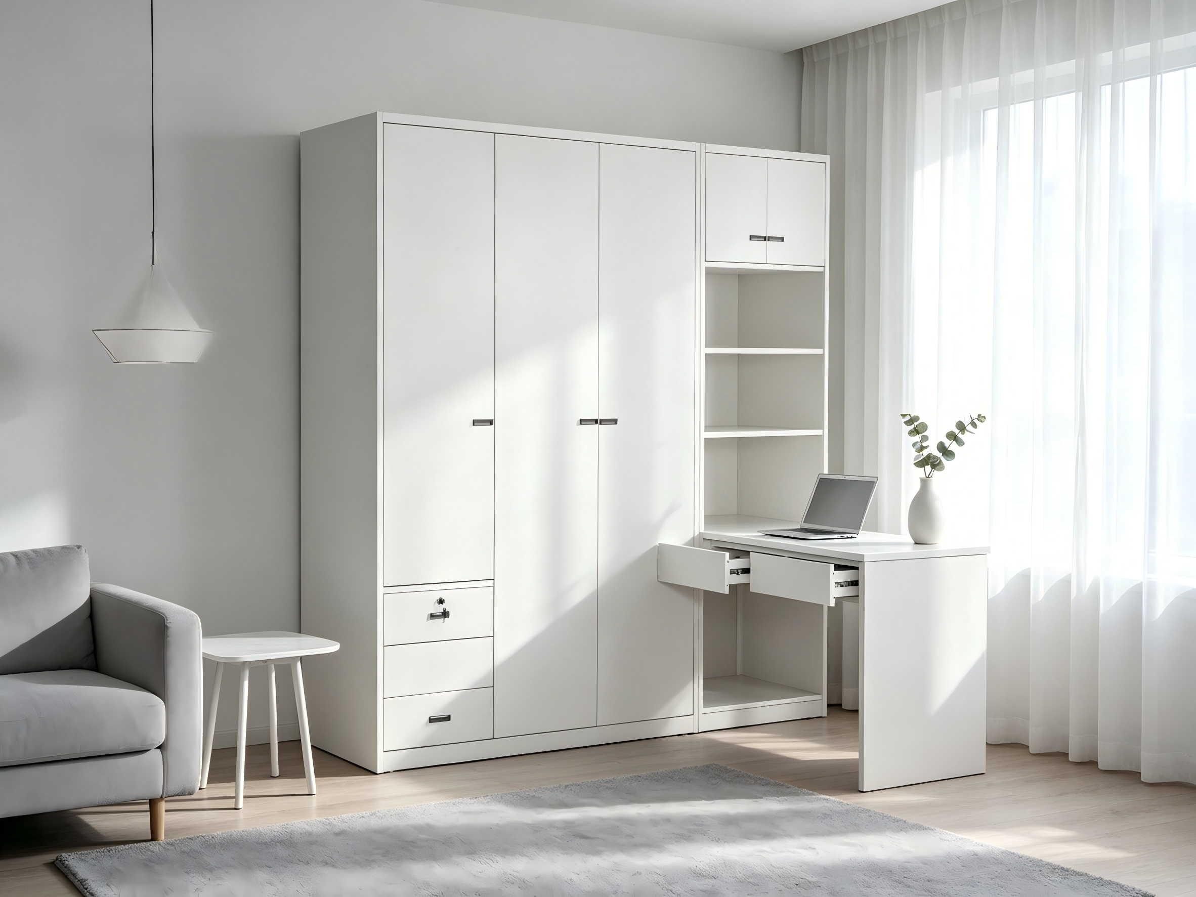 Wardrobe Modern Freestanding Steel Bedroom and Living Room Wardrobe with Clothing Storage for Home Apartment and Hotel Wardrobe