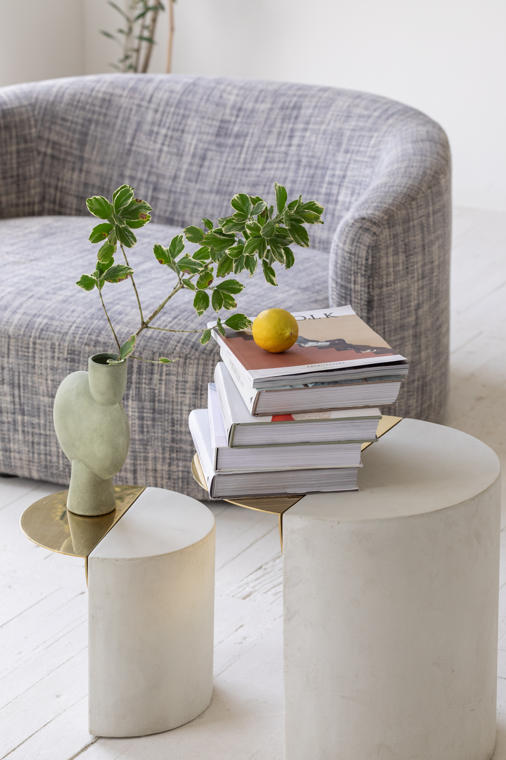 Vintage concrete stacking end side tables 1