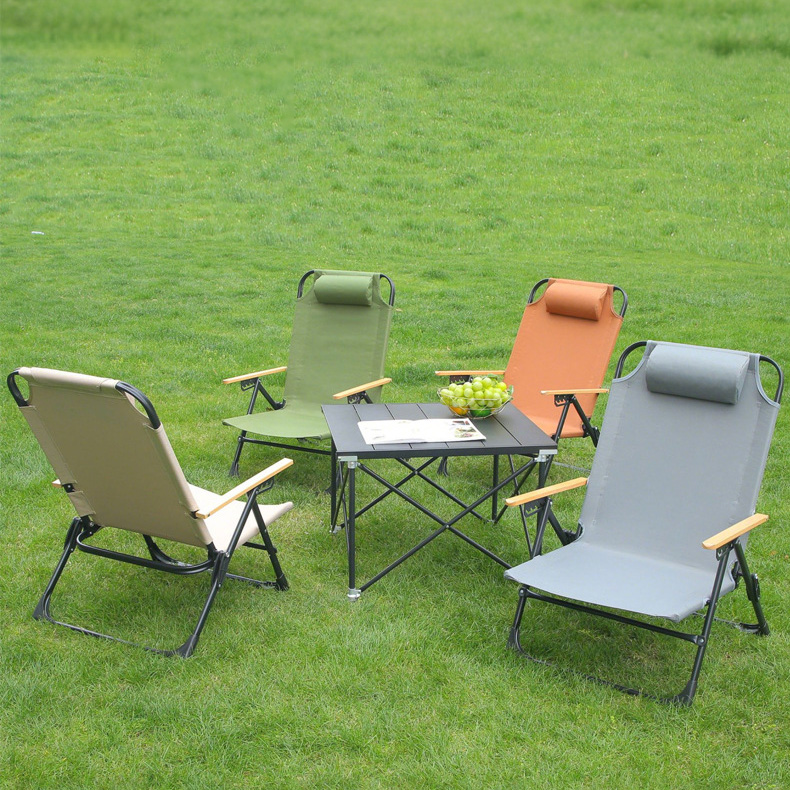 Modern Outdoor Adjustable Aluminum Folding Leisure Chaise Beach Lounge Kermit Chair with Oxford Fabric Pillow for Adult Kids