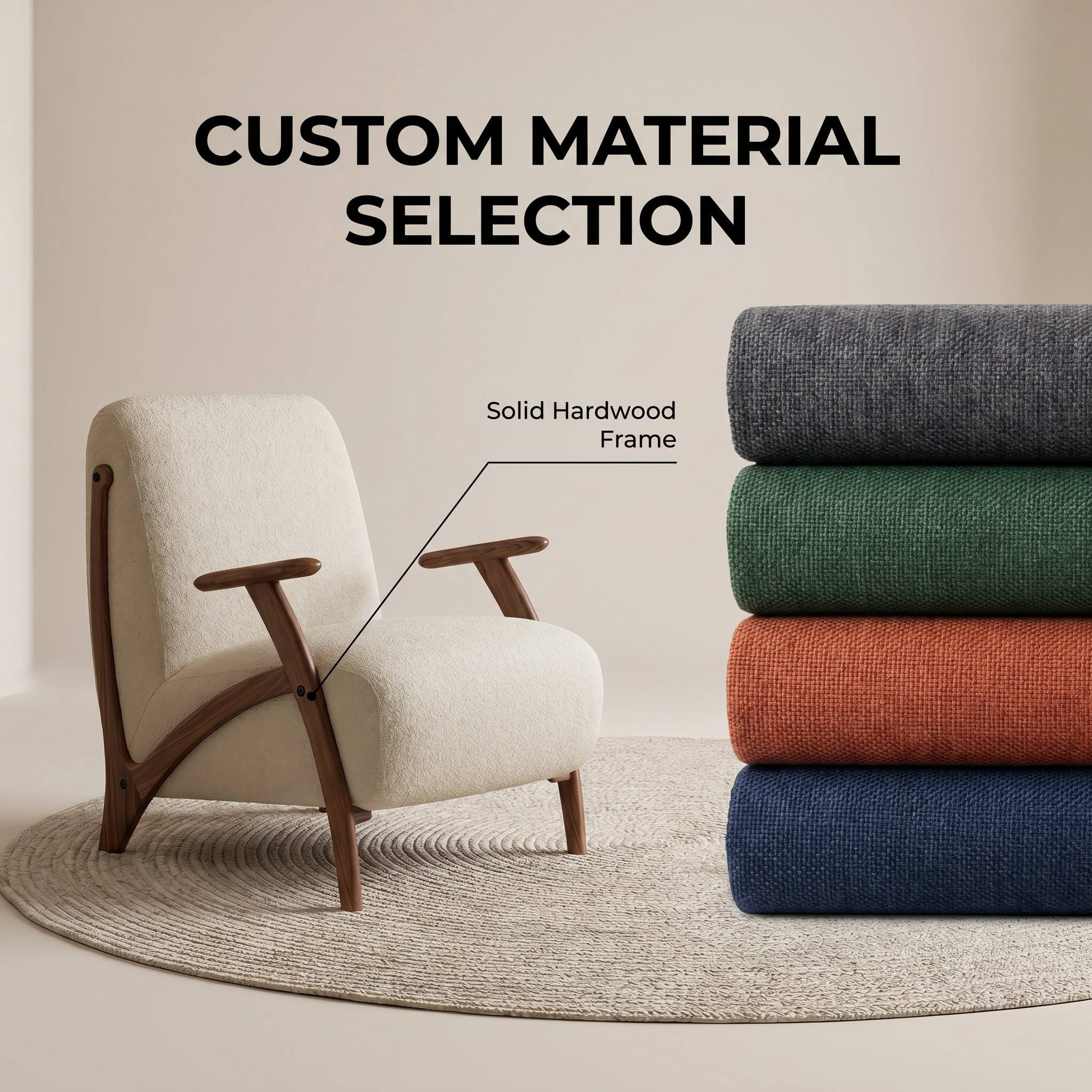Customizable Eco-Friendly Minimalist Solid Wood Lounge Chair with Soft Cushion for Home Office Living Room &amp; Hotel Lobby