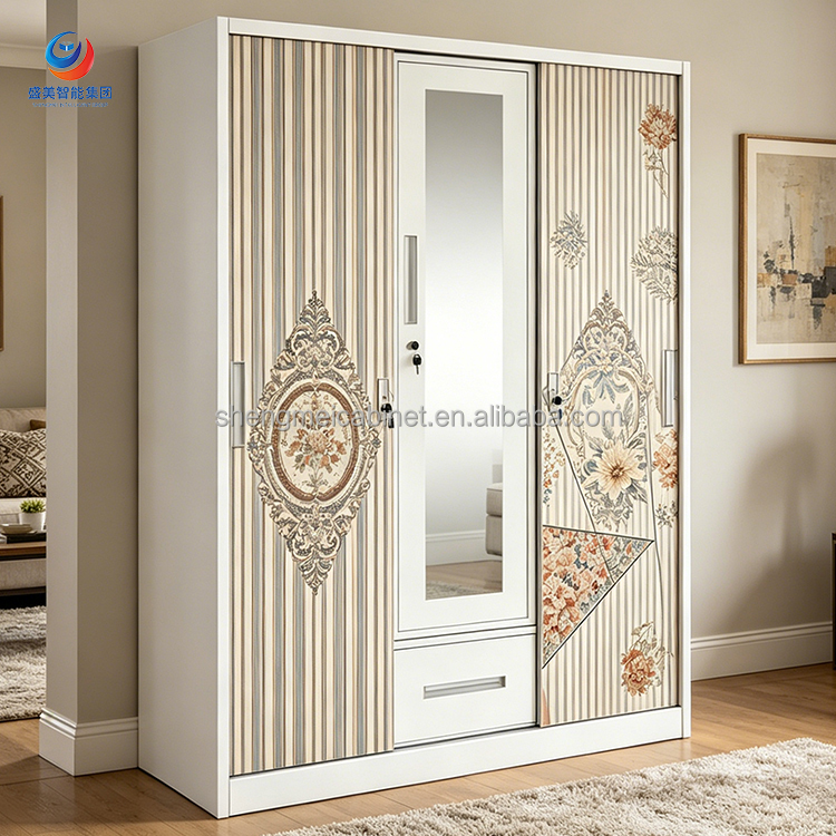 Modern Italian Design Steel Wardrobe with Sliding Doors Anti-Rust Fast Assembly Freestanding Closet Storage for Bedroom