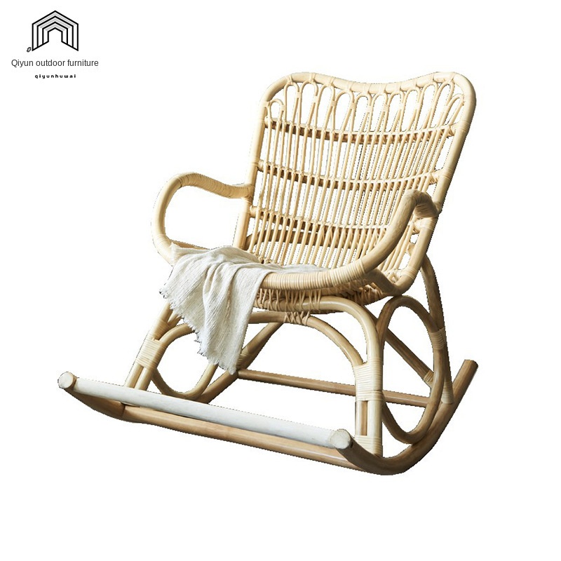 Modern Leisure Rattan Rocking Chair with Recliner for Living Room Home Furniture