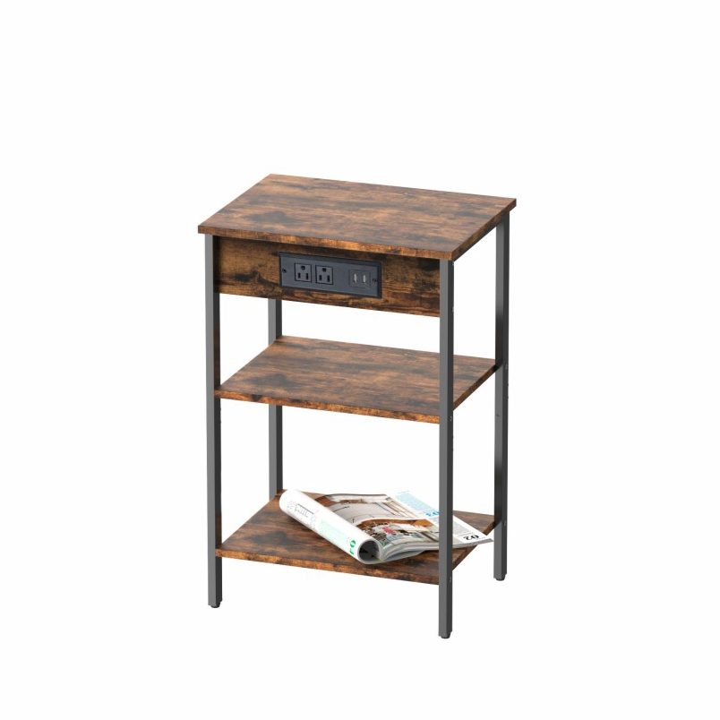 WIREKING C-Shaped End Table Small Side Table for Sofa Table With Metal Frame for Living Room Bedroom Bedside