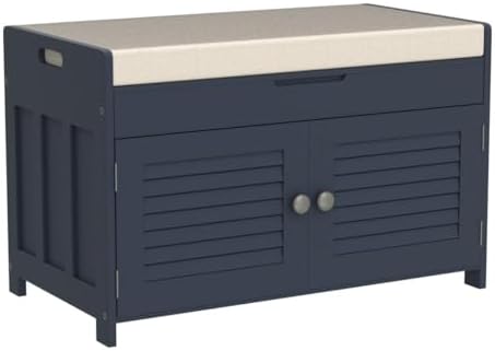 Lift Top Shoe Bench with 2 Adjustable Doors and Cushion Entryway Shoe Storage Rack for Mudroom and Hallway