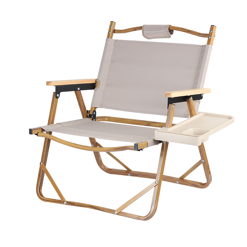 Outdoor Furniture Lightweight Aluminum Frame Folding Lounge Relax Kermit Camping Floor Chair With Cup Holder