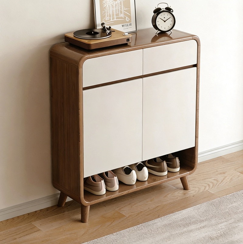 Large-capacity Solid Wood Color Shoe Cabinet for Home, Entrance Hallway, Integrated Storage Shoe Rack