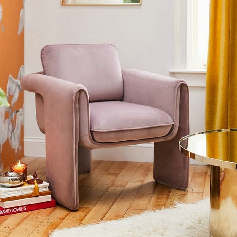 Modern Royal Lounge Armchairs Living Room Velvet Accent Chair Upholstered Single Sofa Chair Comfy Club Chair With Scooped Arms