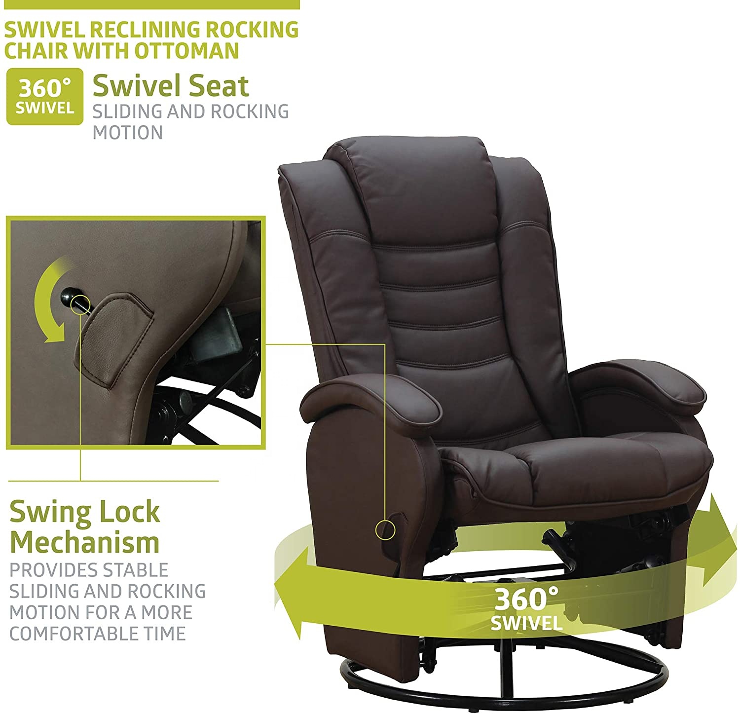 Glider Rocker Chair with Ottoman